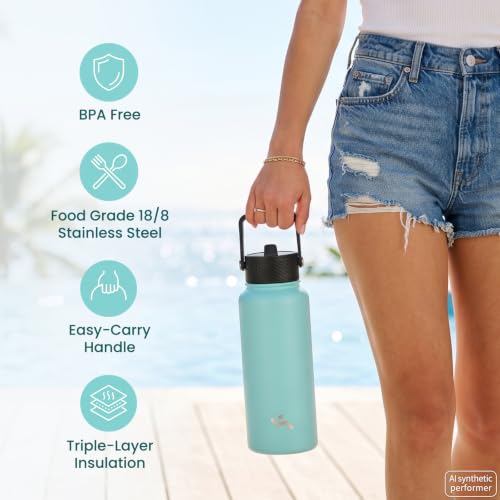 24 oz Insulated Stainless Steel Water Bottle with Straw Lid