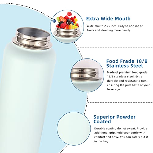 32 oz Insulated Water Bottles Bulk 4 Pack with Straw Lid & Spout Lid (4 Count)