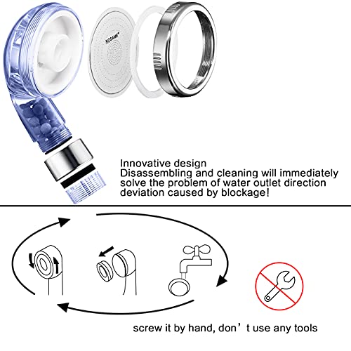Shower Head Filter Filtration High Pressure Water Saving 3 Mode Function Spray Handheld Showerheads for Dry Skin & Hair