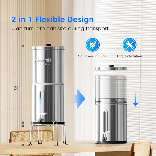 Upgraded 9 Stage Gravity Water Filter System with Water Level Window (2 Count)