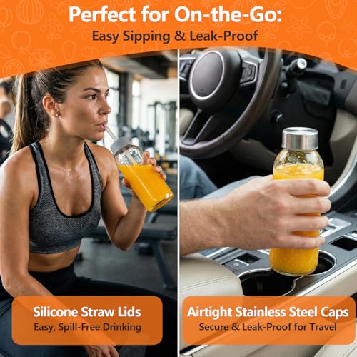 16 oz Clear Glass Water Bottles with Stainless Steel Lid