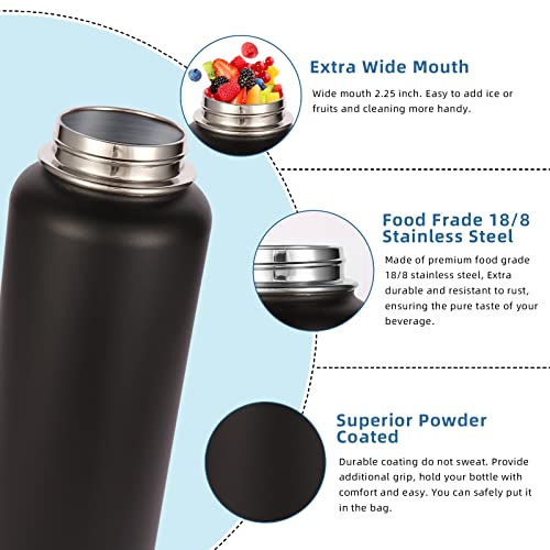 32 oz Insulated Water Bottle with Straw Lid and Spout Lid
