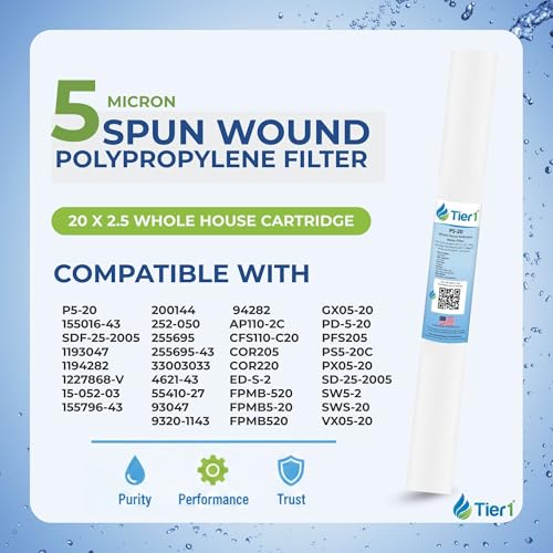 5 Micron 2.5" × 20" Sediment Water Filter (3 Count)