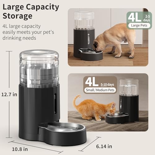 Cat Water Dispenser with Stainless Steel Bowl