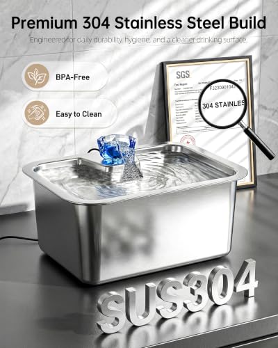 2.56Gal Large Dog Water Fountain Dispenser