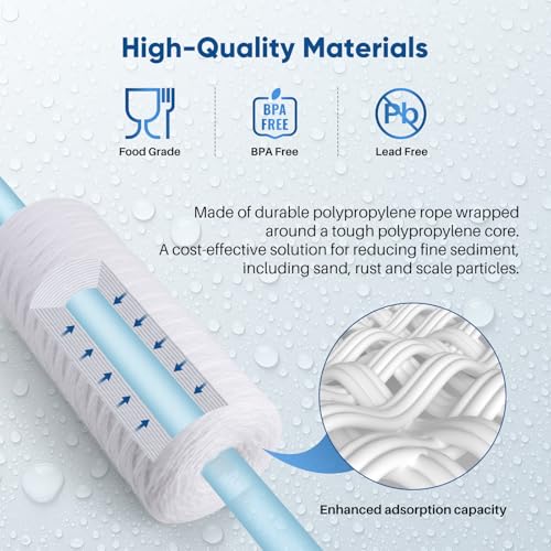 10 Micron 10 x 4.5 Whole House String Wound Sediment Filter for Well Water (2 Count)