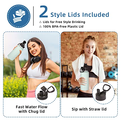 32 oz Insulated Water Bottles Bulk 4 Pack with Straw Lid & Spout Lid (4 Count)