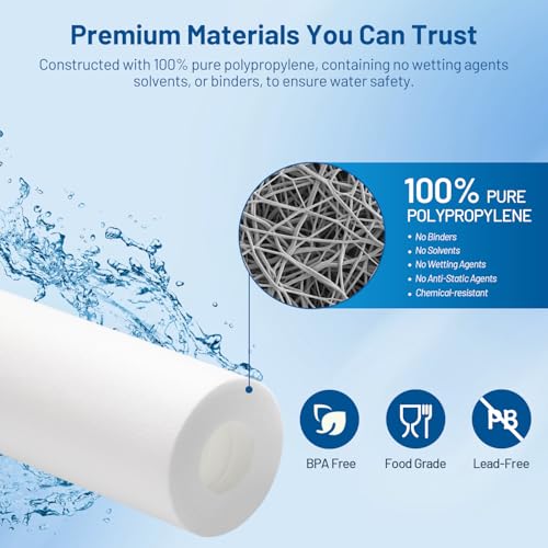 50 Micron 10" x 2.5" Whole House Sediment Water Filter Cartridge (6 Count)