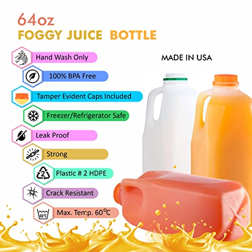 Empty Plastic Juice Bottles with Tamper Evident Caps 64 OZ (10 Count)