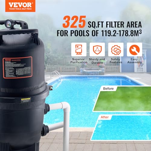 2026 PRO Cartridge Pool Filter Tank & Element for Above Ground & Inground Pools