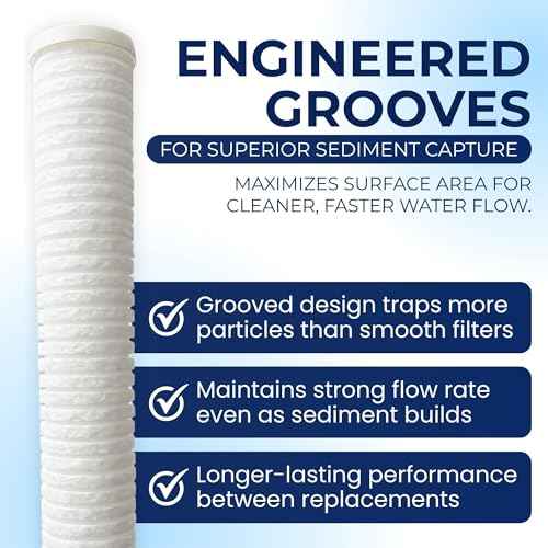 5-Micron Grooved Polypropylene Sediment Replacement Filter Compatible with Tankless Water Heaters & Whole-House Water Filtration - 6 Pack (6 Count)