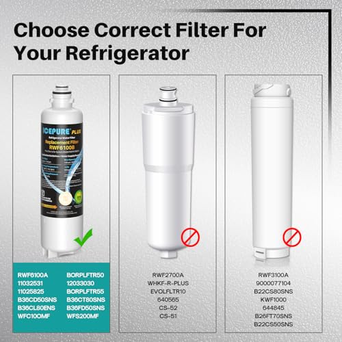 PLUS BORPLFTR50 Water Filter Replacement for Bosch 11025825 (3 Count)