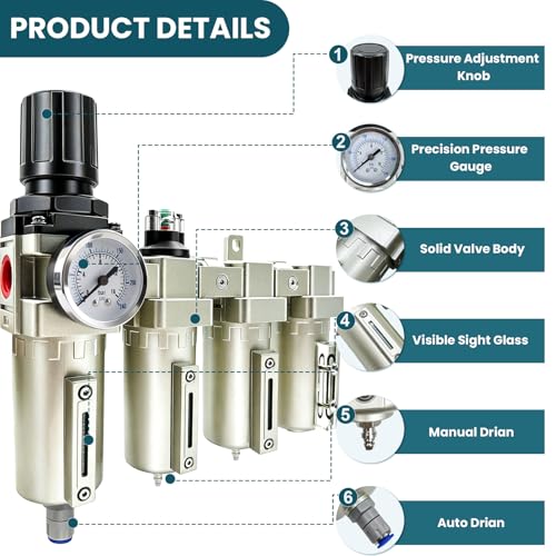 Upgraded 1 2" NPT Industrial Grade 4 Stage Air Drying System