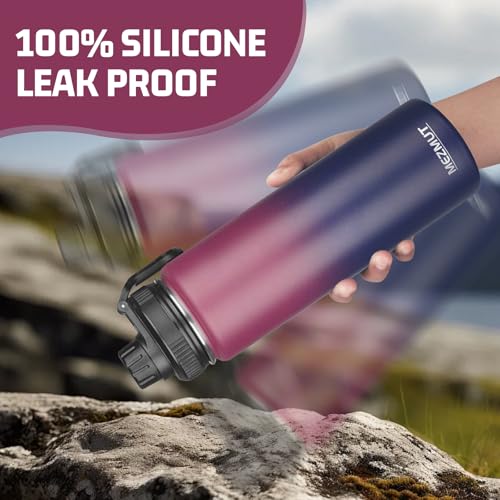24oz Sports Insulated Water Bottle for School with 2 Lids
