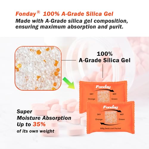 500Gram 4Packets Fonday Moisture Indicating Silica Gel Desiccant Packs