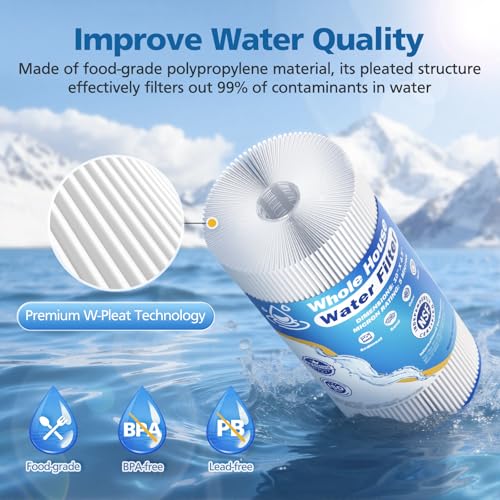 5 Micron 10" x 4.5" Whole House Water Filter Compatible with GE FXHSC (2 Count)