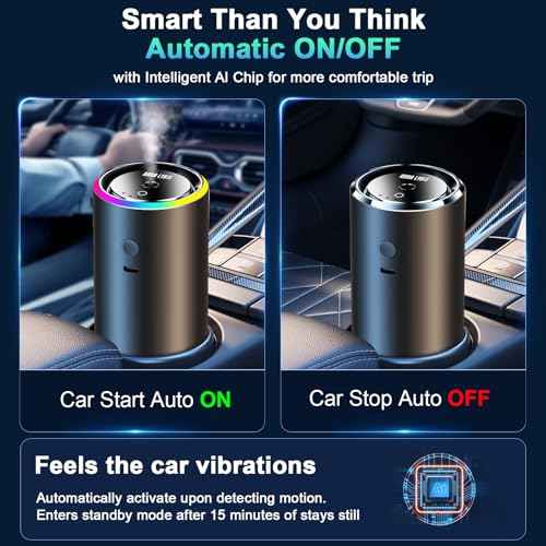 CO01 Ultrasonic Smart Car Air Freshener 100ml Ocean 5 Modes RGB Auto On Off (3.4 Fl Oz)