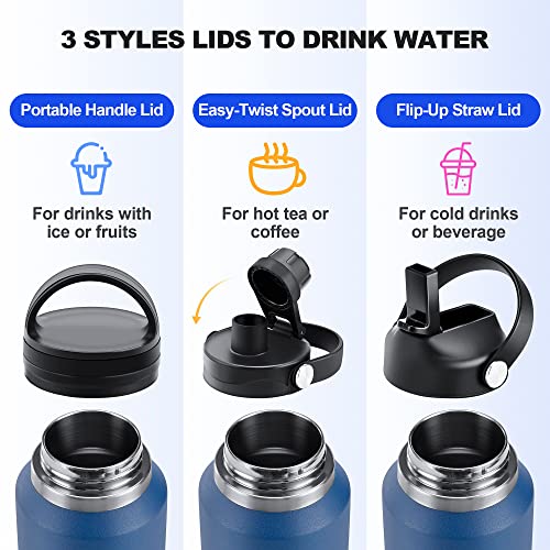 40 oz Insulated Water Bottle with Straw fit in Car Cup Holder