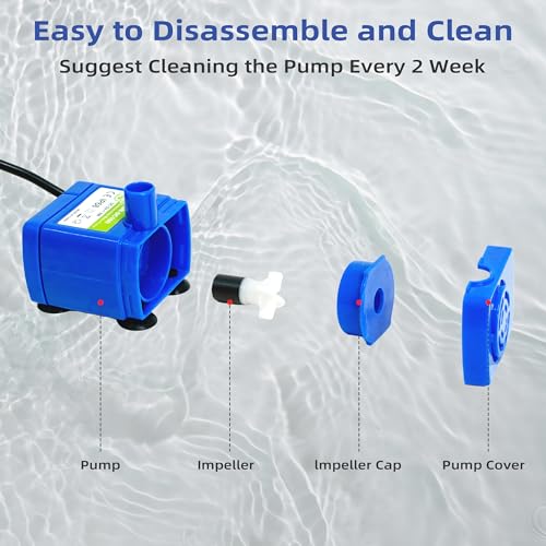 IP68 DR DC160 Submersible Water Pump Cat Water Fountain Pump for Tritone Ceramic Stainless Steel Round Flower Cap Cat Fountains Automatic Pet Water Dispenser Replacement Pump