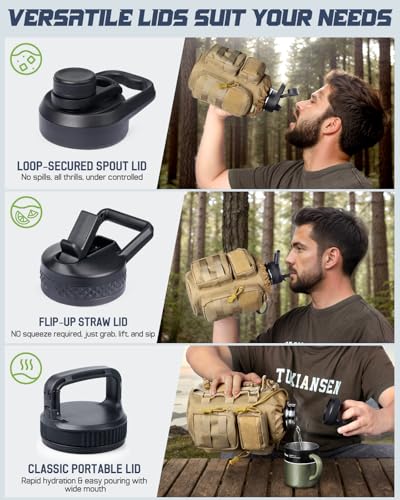 64oz Insulated Water Bottle Half Gallon Water Jug with Sleeve Tactical