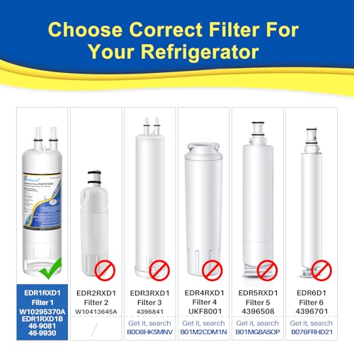 WHR1RXD1 Refrigerator Water Filter Replacement for EDR1RXD1 (4 Count)