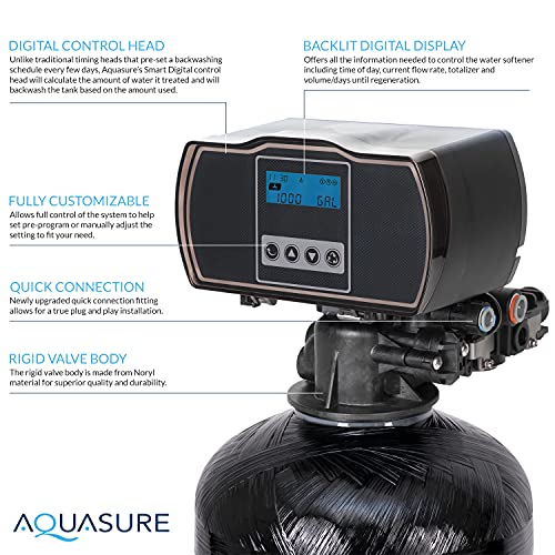 64 000 Grains Whole House Water Filtration Bundle with Digital Metered Control Softener