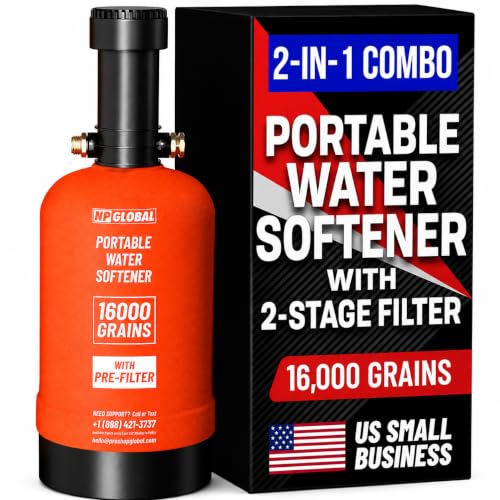 RV Water Softener Portable with Integrated 2 Stage Water Filter System