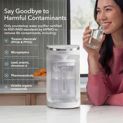 AquaTru Glass Carafe Alkaline Countertop Reverse Osmosis Water Purifier
