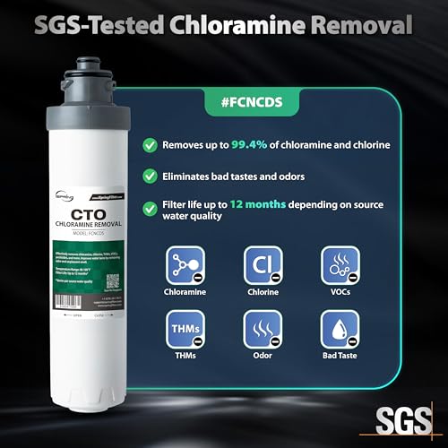 FCNCDS SGS Tested Chloramine Removal CTO Carbon Block Replacement Water Filter Cartridge for DS4 Series