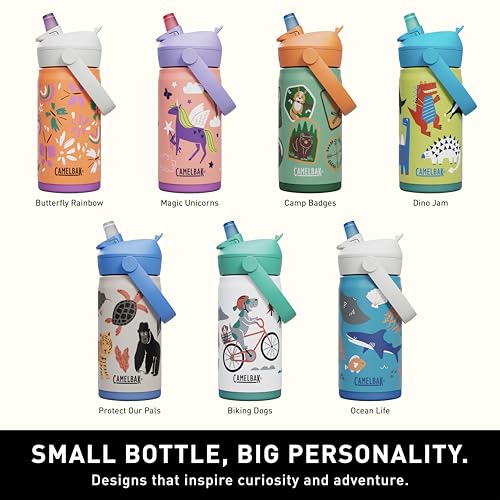 Thrive Flip Straw Kids Bite Valve Stainless Steel Water Bottle Magic Unicorns