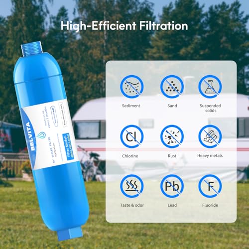 RV Inline Water Filter with 90 Degree Elbow and Flexible Hose (4 Count)