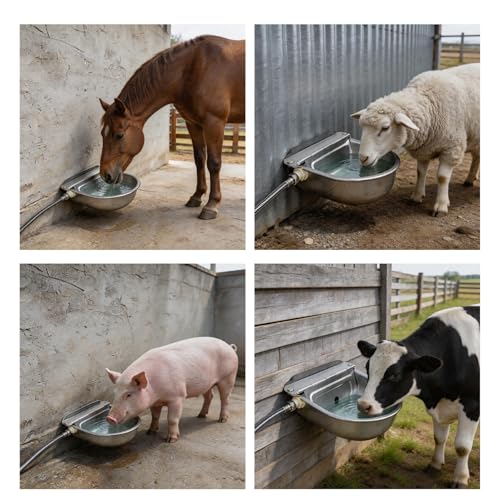 Automatic Water Bowl 304 Stainless Steel Pet Water Dispenser Dog Feeder Waterer for Large Dogs with 40" Steel Hose