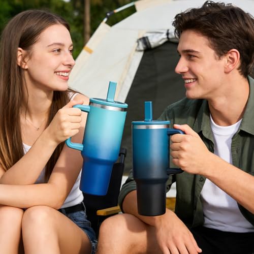 40oz Tumbler with Handle & Flip Straw