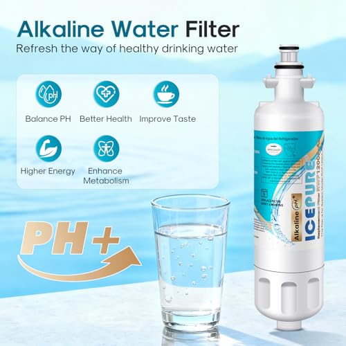 Alkaline ADQ36006101 Refrigerator Water Filter Replacement for LG LT700P (2 Count)