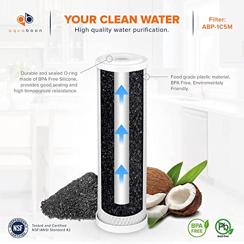 Premium 5 Micron Carbon Block Water Filter 10" x 2.5" (3 Count)