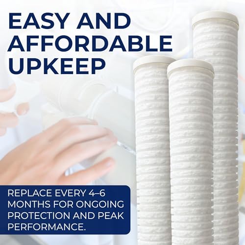 5-Micron Grooved Polypropylene Sediment Replacement Filter & Scale and Corrosion Inhibitor - Compatible with Tankless Water Heaters & Whole-House Water Filtration - 4 Pack (4 Count)