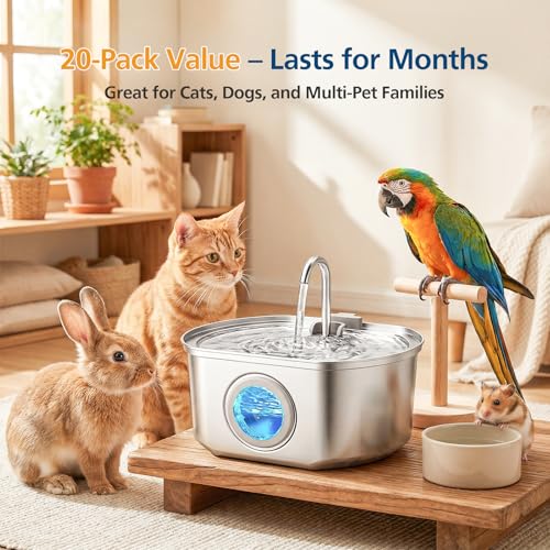 20 Pack Cat Fountain Replacement Filters for 108oz (20 Count)
