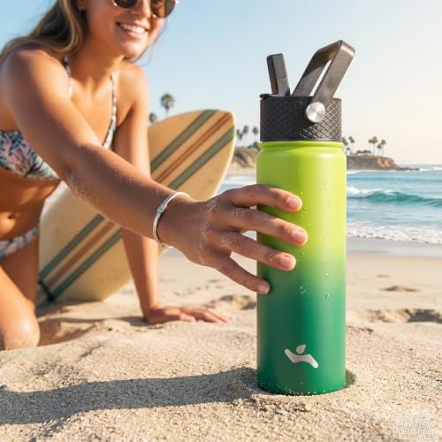 32 oz Insulated Stainless Steel Water Bottle with Straw Lid