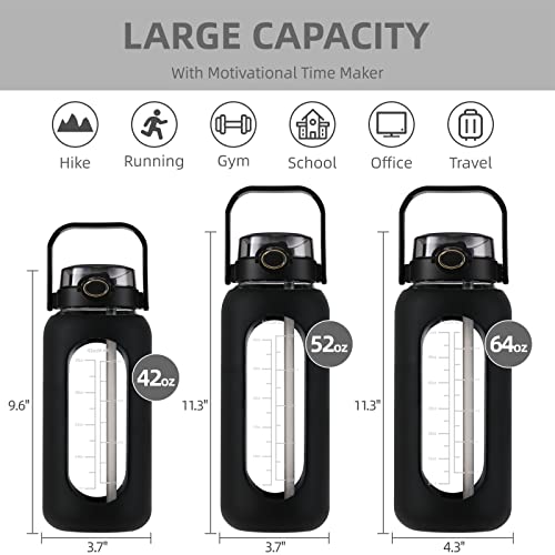 42 oz Glass Water Bottle with 2