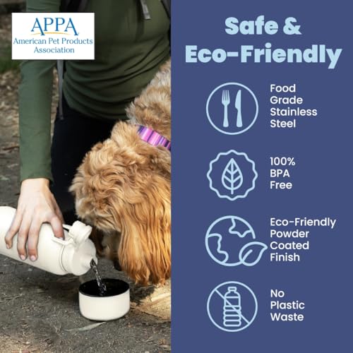 Dog Mom Water Bottle with Detachable Bowl for Dog Lovers