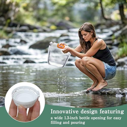 40 Pcs 1.3 Gallon Collapsible Water Storage Bag with Funnel and Labels Leakproof Emergency Jug Container Clear Plastic Water Bladder Outdoor Flat Pouch for Hiking Sport Backpack Camping (40 Count)