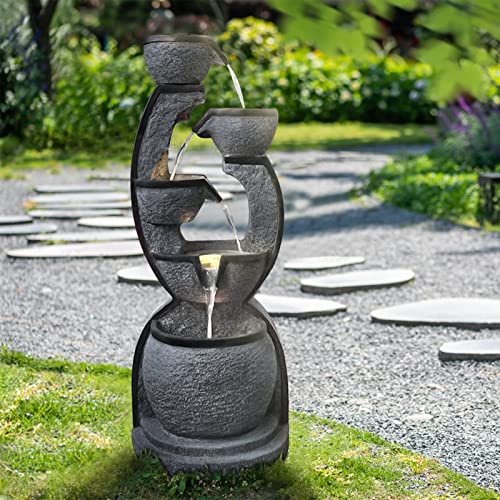 Water Fountain Outdoor 37.4''H Modern Garden Fountains Decor