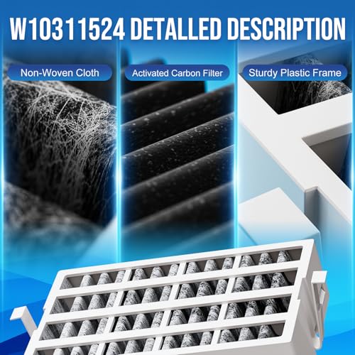 6 Pack W10311524 AIR1 Refrigerator Air Filter Replacement for Whirlpool (6 Count)