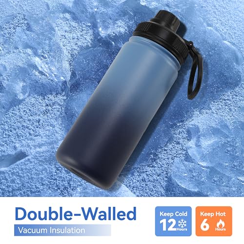 16 oz Water Bottle Stainless Steel Double Wall Vacuum Insulated Water Bottle with Straw lids & Spout Lid (4 Count)