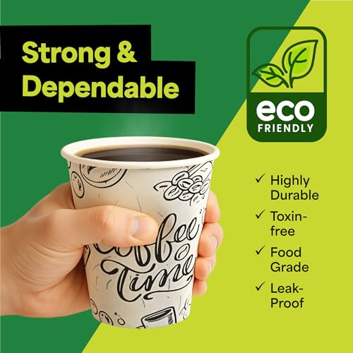 8 oz 50 Pack Disposable Coffee Paper Cups (50 Count)
