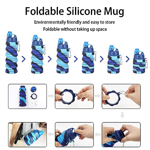 Collapsible Water Bottles Travel Sports Portable Sport Water Bottle comes with mountaineering Buckle 500ml silicone Water
