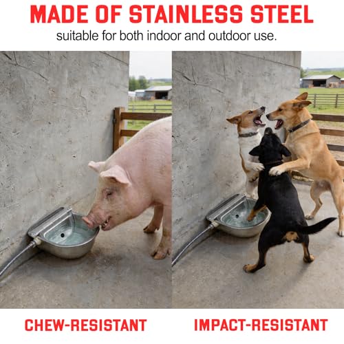 Automatic Water Bowl 304 Stainless Steel Pet Water Dispenser Dog Feeder Waterer for Large Dogs with 40" Steel Hose