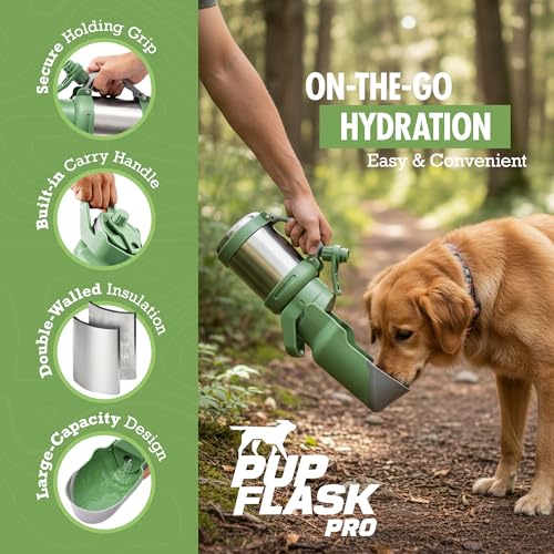 PupFlask Pro Portable Insulated Dog Water Bottle (30 Fl Oz)