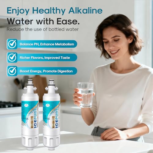 Alkaline ADQ36006101 Refrigerator Water Filter Replacement for LG LT700P (2 Count)