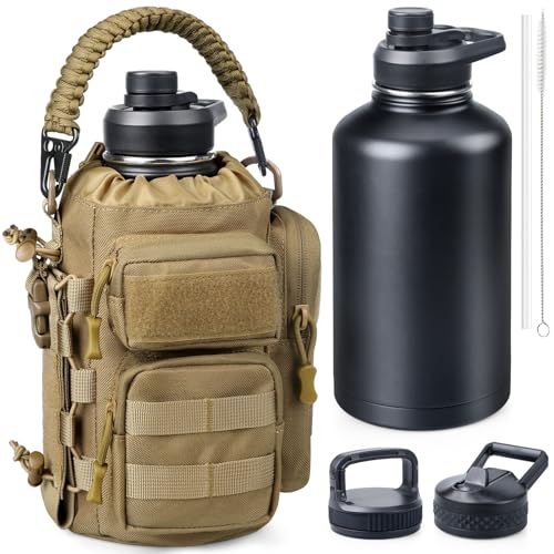 64oz Insulated Water Bottle Half Gallon Water Jug with Sleeve Tactical